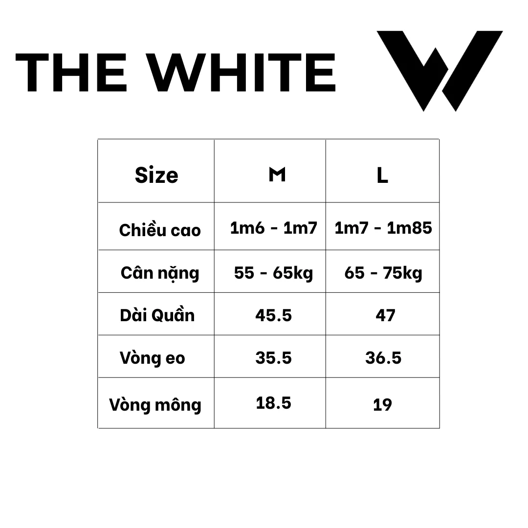 Bảng size Quần Bó Cơ The White